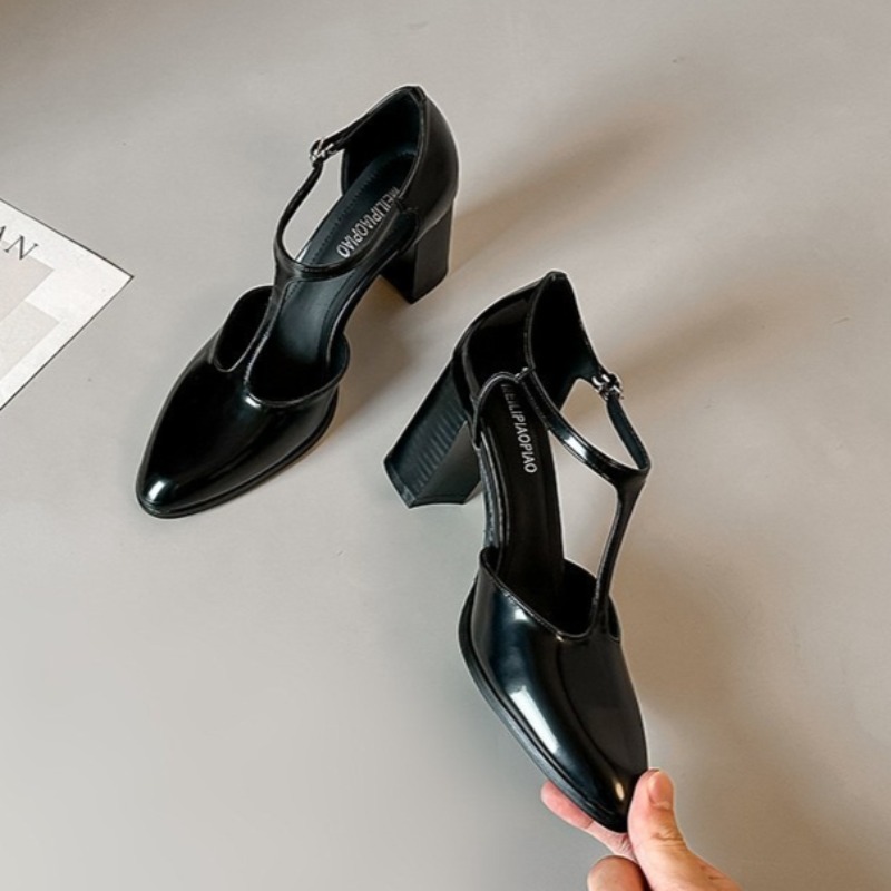 Mary Jane Shoes Black High Hee - Leather Classic Strap 评论和价格