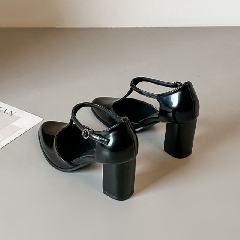 Mary Jane Shoes Black High Hee - Leather Classic Strap 评论和价格